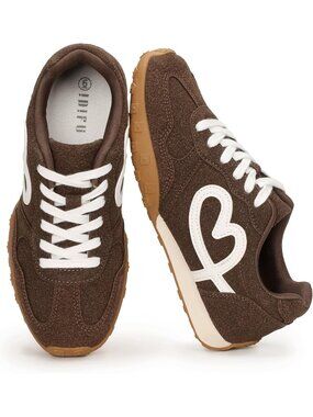 Women's Brown Trendy Comfortable Casual Retro Tennis Shoes Fashion Sneakers